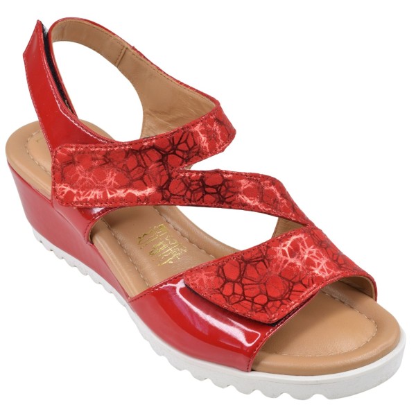 sandales compensées rouge Mella Italie 2310 petites pointures 31 32 33 34 vue trois quarts externe