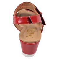 sandales compensées rouge 2310 vue arrière talon verni