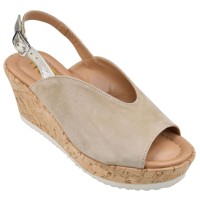 sandales compensées daim camel Mella Italie 2448 petites pointures 32 33 34 vue trois quarts externe