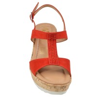 Sandales femme rouge daim strass 1699 vue avant