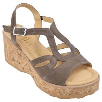 Sandales Compensées - Mella Italie 1902 – Daim Taupe, femme 32 33 34 35