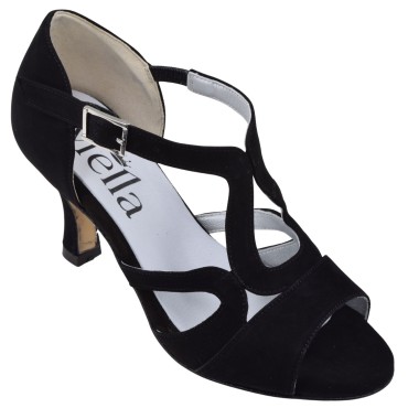 Sandales Daim Noir 2489 – Mella Italie, femme petites pointures 32 33 34 35
