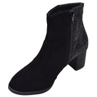 Bottines daim noir Mella Italie 2470 fermeture éclair intérieure