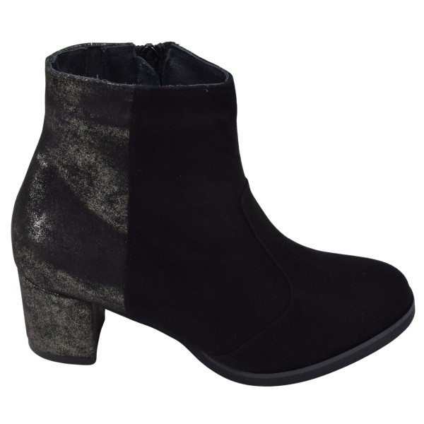 Bottines Mella Italie 2470 daim noir vue de profil