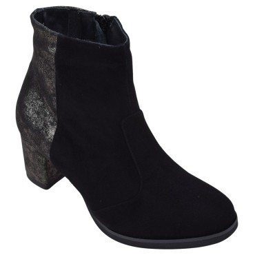 Bottines femme daim noir et cuir bronze Mella Italie 2470