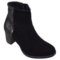 Bottines femme daim noir et cuir bronze Mella Italie 2470