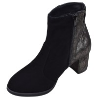 Bottines daim noir Mella Italie 2470 fermeture éclair intérieure