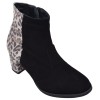 Bottines femme daim noir et imprimé léopard Mella Italie 2470