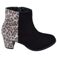 Bottines Mella Italie 2470 daim noir vue de profil imprimé léopard