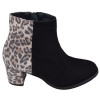 Bottines Mella Italie 2470 daim noir vue de profil imprimé léopard