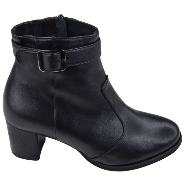Profil bottines cuir lisse noir Mella Italie 2472 avec bride