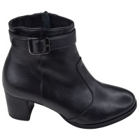 Profil bottines cuir lisse noir Mella Italie 2472 avec bride