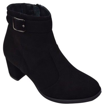 Bottines femme daim noir Mella Italie 2472 vue trois quarts
