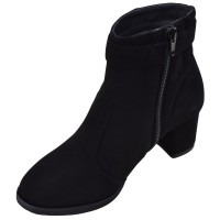 Bottines daim noir Mella Italie 2472 avec fermeture éclair intérieure