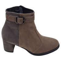 Bottines Mella Italie 2472 en deux nuances de taupe vue de profil