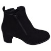 Profil extérieur des bottines daim noir Mella Italie 2398 avec double fermeture éclair