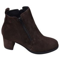 Profil extérieur des bottines Mella Italie 2398 en daim marron chocolat