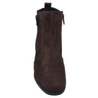 Vue de face des bottines femme Mella Italie 2398 en daim marron chocolat