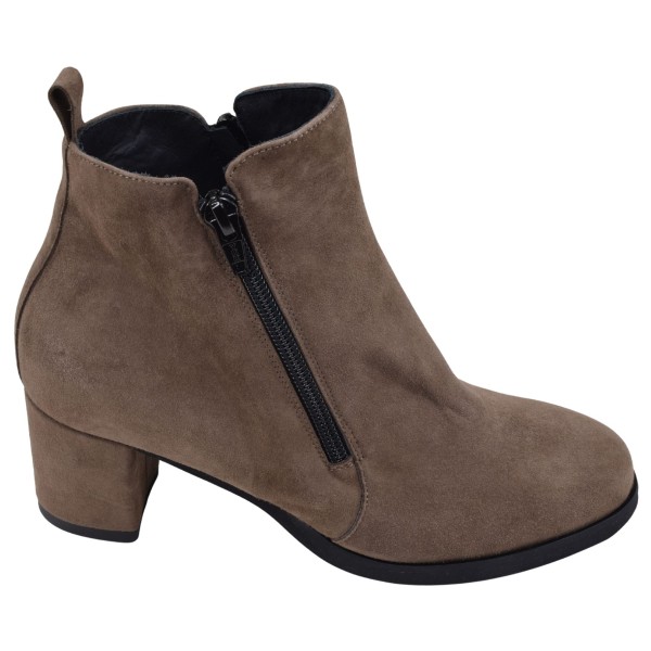 Profil extérieur des bottines Mella Italie 2398 en daim taupe