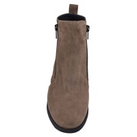 Vue de face des bottines femme Mella Italie 2398 en daim taupe