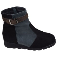 Profil des bottines compensées Mella Italie 2479 en cuir velours multicolore