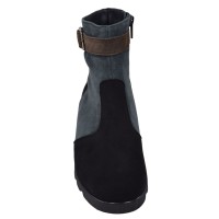 Vue de face des bottines femme Mella Italie 2479 en daim noir et gris anthracite