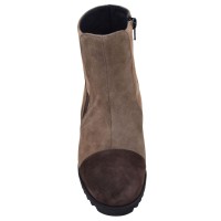 Vue de face des bottines compensées Mella Italie 86 en cuir velours taupe