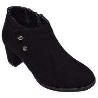 Low boots femme en daim noir Mella Italie 2519 petites pointures 32 à 35 vue de trois-quarts.