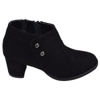 Profil extérieur des low boots noires Mella Italie 2519 en cuir velours.