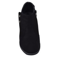 Vue de face des low boots en daim noir Mella Italie 2519.