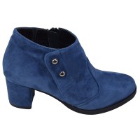 Profil extérieur des low boots bleu électrique Mella Italie 2519 en cuir velours.