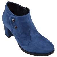 Low boots femme en daim bleu électrique Mella Italie 2519 petites pointures 32 à 35 vue de trois-quarts.