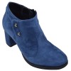 Low boots femme en daim bleu électrique Mella Italie 2519 petites pointures 32 à 35 vue de trois-quarts.