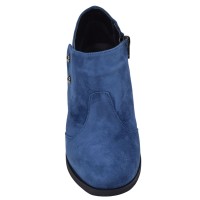 Vue de face des low boots en daim bleu électrique Mella Italie 2519.