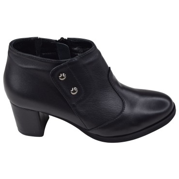Profil extérieur des low boots en cuir lisse noir Mella Italie 2519.
