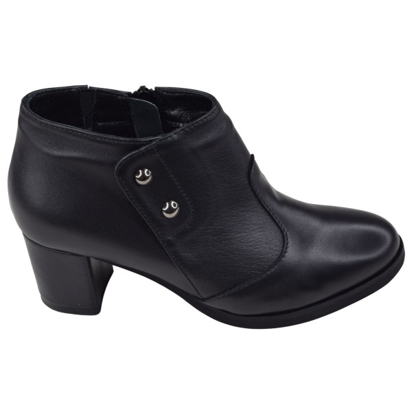 Profil extérieur des low boots en cuir lisse noir Mella Italie 2519.