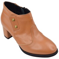 Low boots femme en cuir cognac Mella Italie 2519 petites pointures 32 à 35 vue de trois-quarts.