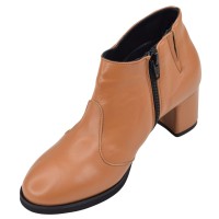 Profil intérieur des low boots cuir cognac Mella Italie 2519 avec fermeture éclair latérale.