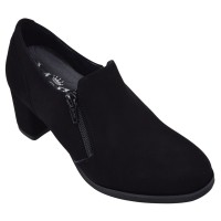 Low boots femme en daim noir Mella Italie 2396 vue de trois quarts
