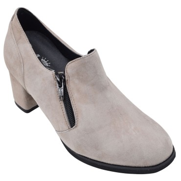 Low boots femme en daim taupe clair Mella Italie 2396 vue de trois quarts