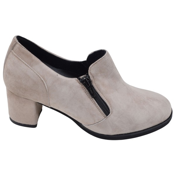 Profil extérieur des low boots Mella Italie 2396 en daim taupe clair