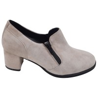 Profil extérieur des low boots Mella Italie 2396 en daim taupe clair