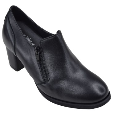 Low boots femme en cuir lisse noir Mella Italie 2396 vue de trois quarts