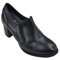 Low boots femme en cuir lisse noir Mella Italie 2396 vue de trois quarts