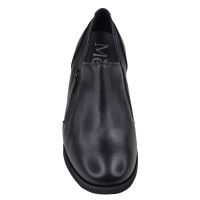 Vue de face des low boots femme en cuir lisse noir Mella Italie 2396