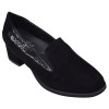 Mocassins femme en daim noir Mella Italie 2037 vue de trois quarts