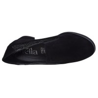 Vue de dessus des mocassins Mella Italie 2037 en daim noir