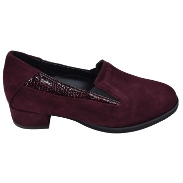 Profil des mocassins Mella Italie 2037 en daim bordeaux
