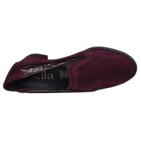 Vue de dessus des mocassins Mella Italie 2037 en daim bordeaux