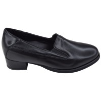 Profil des mocassins en cuir noir Mella Italie 2037